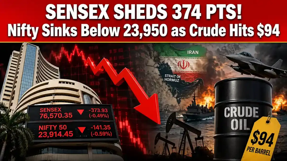 Stock Market Falls: Sensex Down 374 Points as Crude Surges Past $94