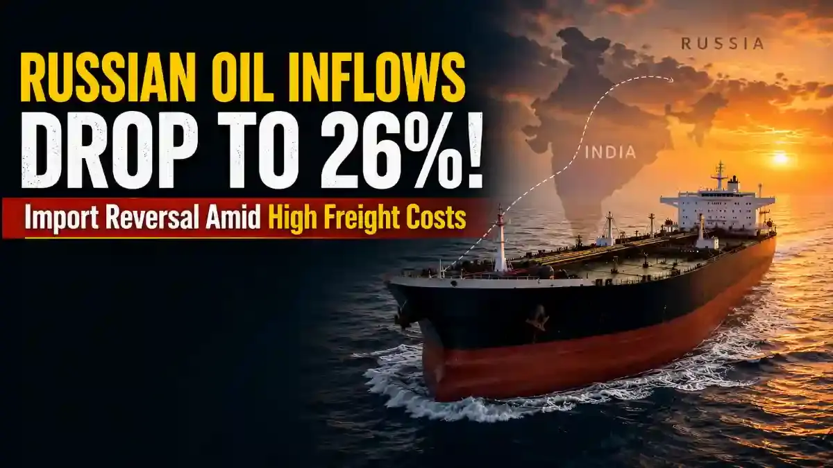 India Russian Crude Oil Import Drops to 26% Amid Gulf Freight Strains