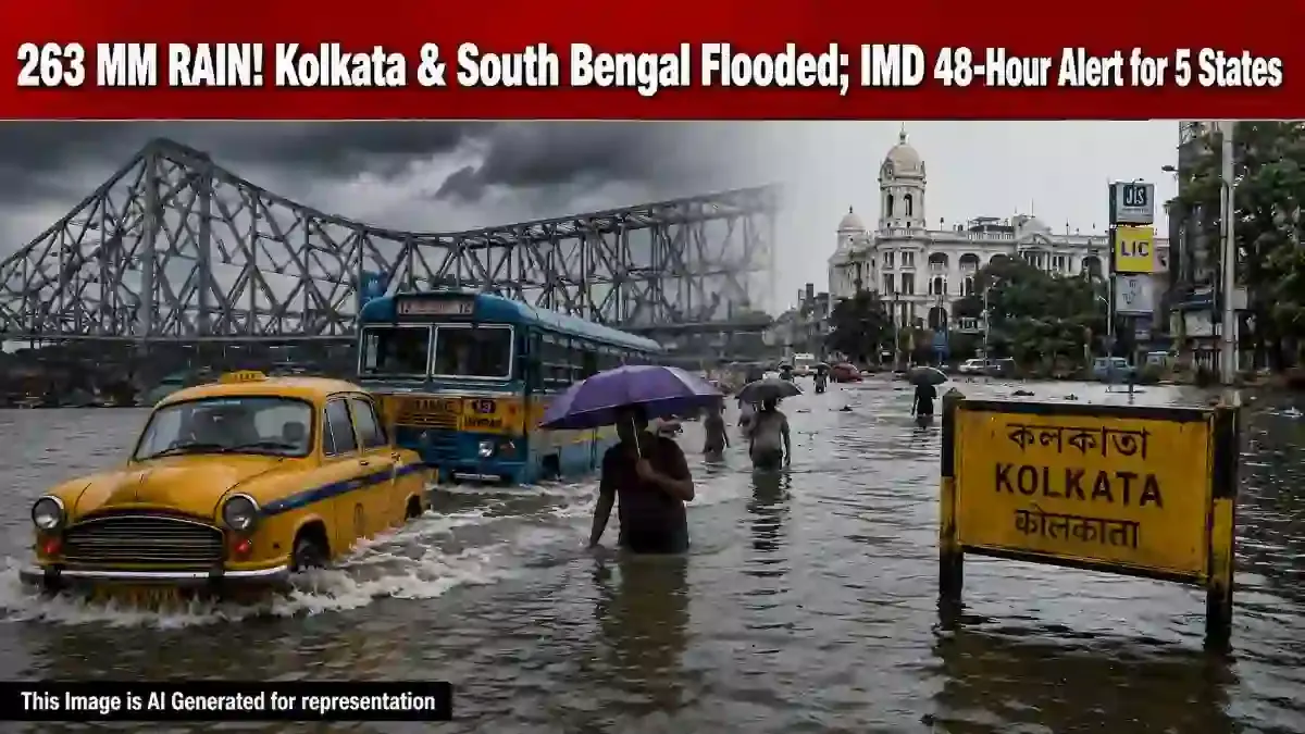 Kolkata Rain IMD Alert: Sriniketan Logs 263 mm as Depression Moves Inland